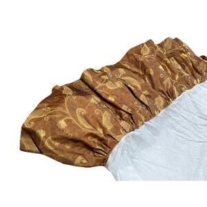 Gorgeous Orange Copper Satin Ruffled Bed Skirt Queen Size with Gold Foil Paisley